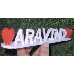 3D Flip Name - Letters 1 Color and Red Color Heart - PPP