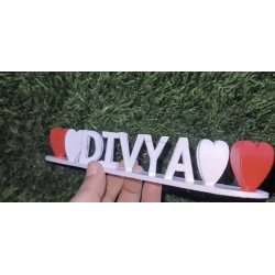 3D Flip Name - 9 Letters 1 Color and Red Color Heart 