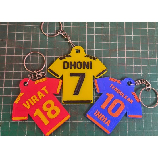 3D Printed Cricket Jersey T-Shirt Keychain 